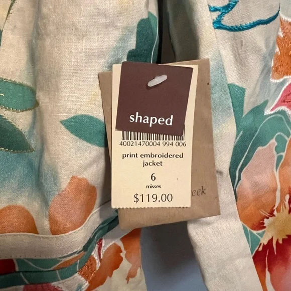 Floral Tropical Blazer Jacket Lightweight 3/4 Sleeve Spring Summer - Picture 4 of 4